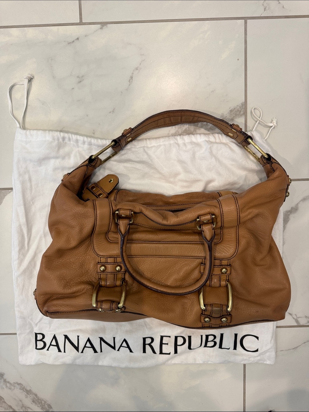 Banana Republic Leather Satchel Handbag in Tan - Picture 4 of 5